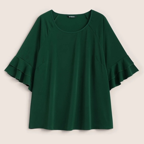 BloomChic Plain Ruffle Tiered Round Neck Blouse XL us14-16 - Picture 5 of 7